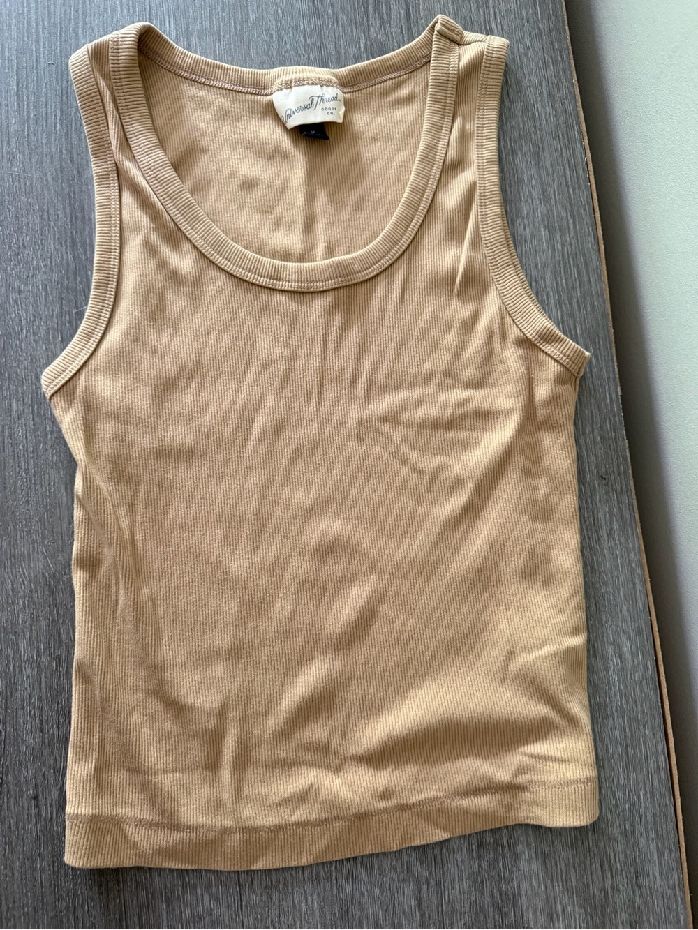 Universal Thread Ribbed Scoop Tank Top - Tan